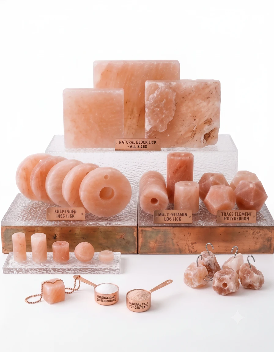 IORY animal salt licks: natural blocks, disc licks, and mineral concentrate